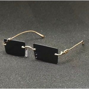 Men's Rectangle Lenses Rimless Fashion Sunglasses